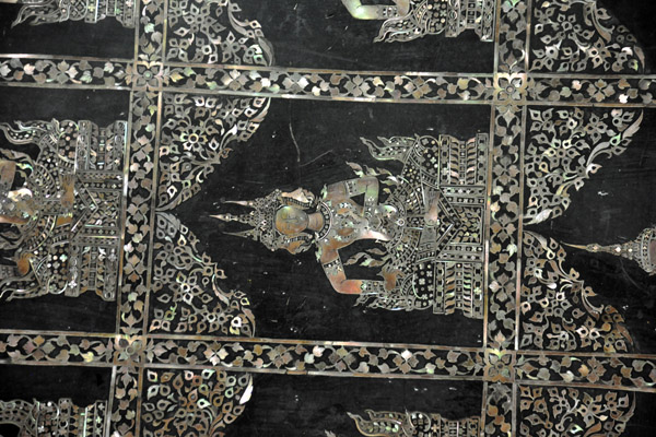 Mother of Pearl Buddha image on the foot of the Reclining Buddha