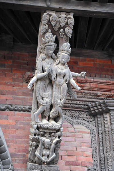 Carved beams on the Basantapur Tower