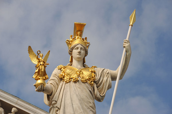 The 4m tall statue of Pallas Athena is a work by Carl Kundmann