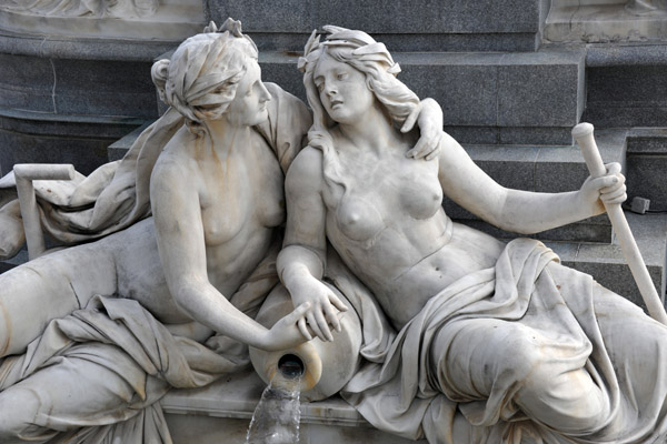 Pallas Athena Fountain from the rear - Allegory of the Rivers Elbe and Moldau by Hugo Härdtl 