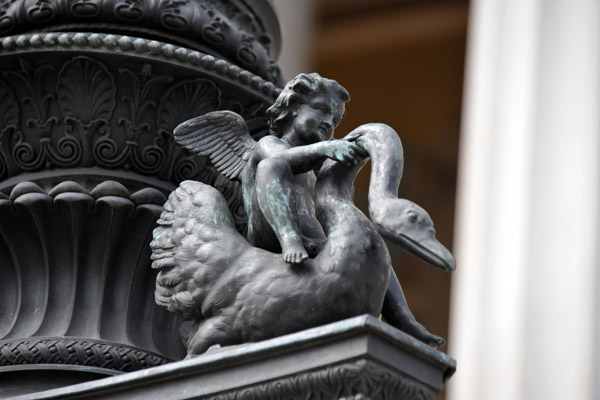 Bronze cherub riding a swan, Austrian Parliament