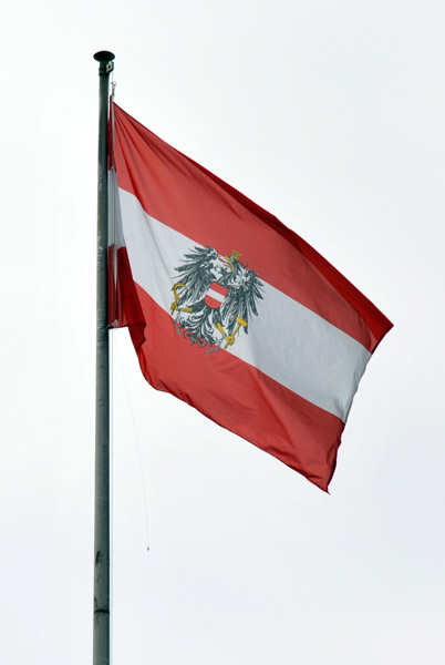 Flag of Austria flying over the Parliament Building, Vienna