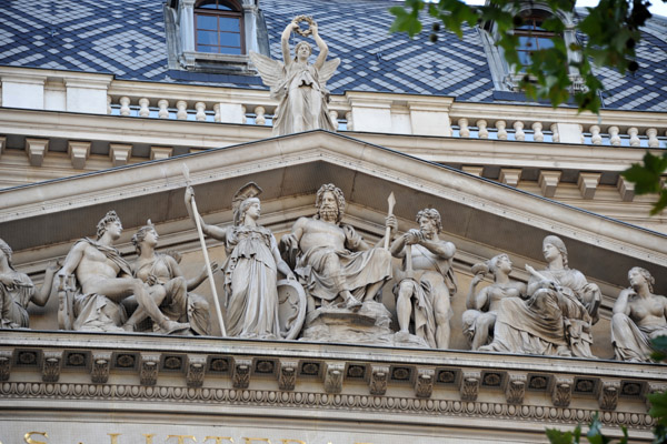 The gods of Greek Pantheon on the pediment sculpture of the University of Vienna