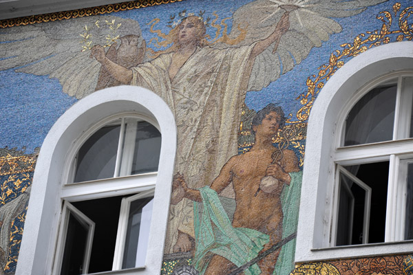 Mosaic façade - Athena and Mercury