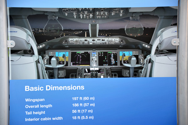 Boeing 787-8 Basic Dimensions with cockpit photo