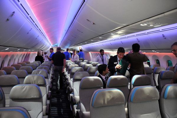 On board the Boeing 787 at the Dubai Airshow