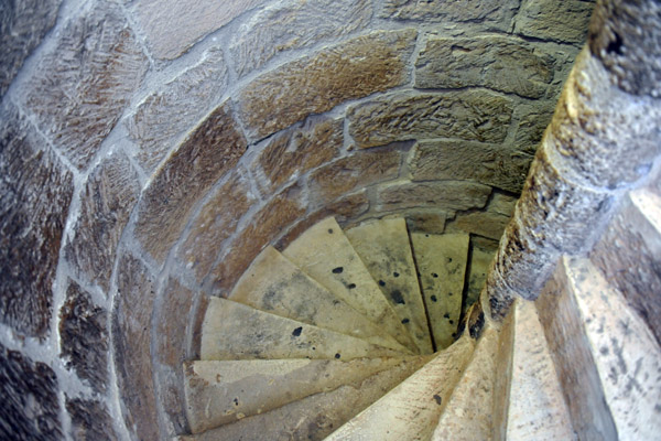 Spiral staircase leading to the roof of the tower, Kolossi Castle