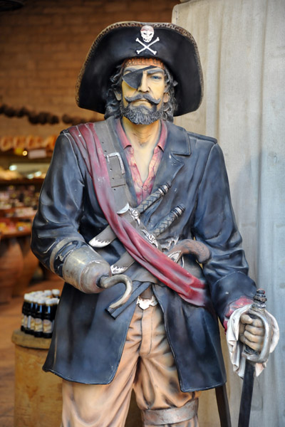 Pirate in front of a touristy gift shop at the old port of Limassol