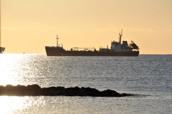 The freighter Island Trader off Limassol, early morning
