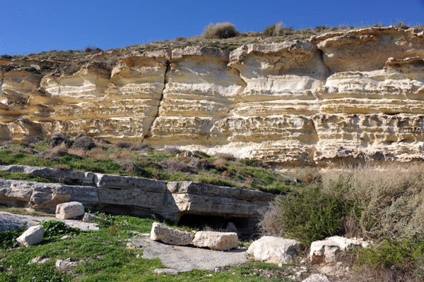 Cliff wall at the entrance to the ancient city of Kourion