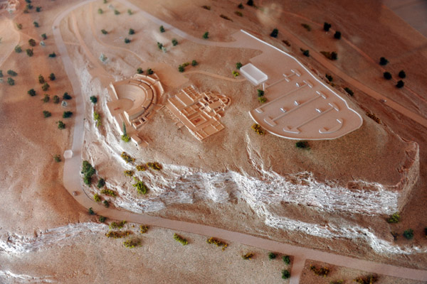 Model of the site of Kourion at the visitor's center showing the area of the amphitheater and the House of Eustolios
