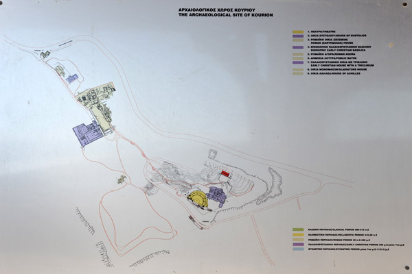 Map of the widespread archaeological site of Kourion