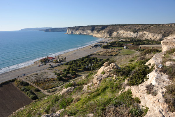 View of Kourion Beach from the cliffs of Kourion