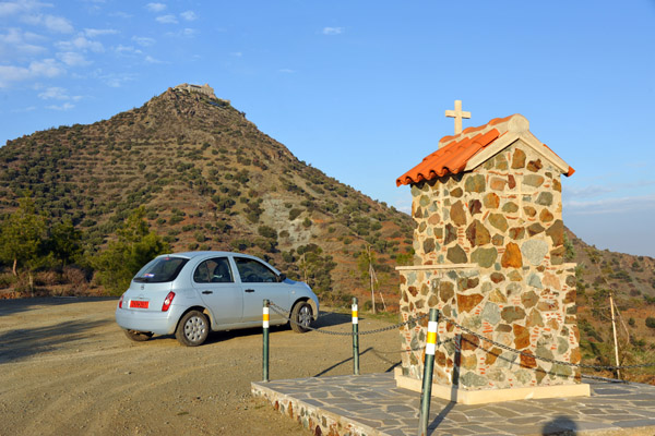 Scenic overlook with a small shrine about half way up the mountain to Stavrouvouni