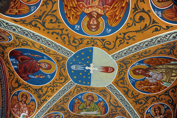 Painted ceiling inside the main entrance to Kykkos Monastery
