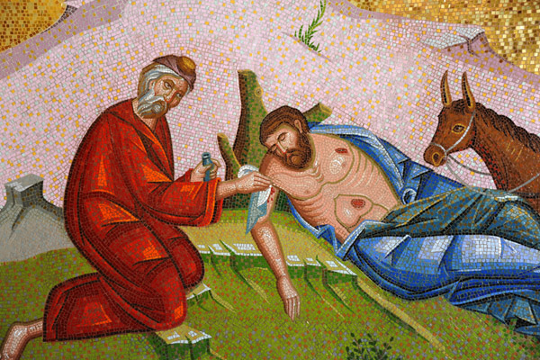 Detail of the Kykkos mosaic of the Parable of the Good Samaritan