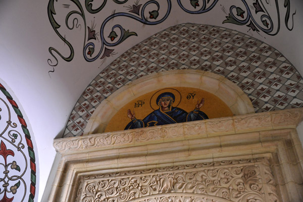 Mosaic of the Virgin Mary over a doorway, Kykkos Monastery