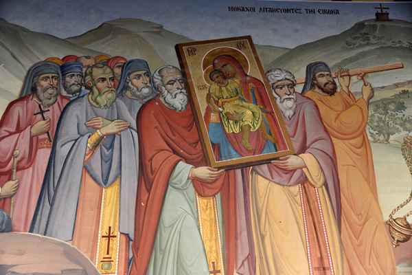 Mural - Monks carry the Icon of Kykkos in procession