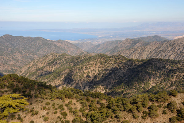 View of the Turkish-occupied north coast of Cyprus from Mount Throni