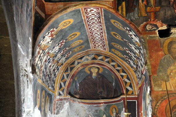 Agios Ioannis Lambadistis - ceiling painted with the Virgin Mary and 8 saints