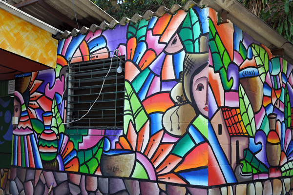Colorfully painted buildings at the Handicrafts Market