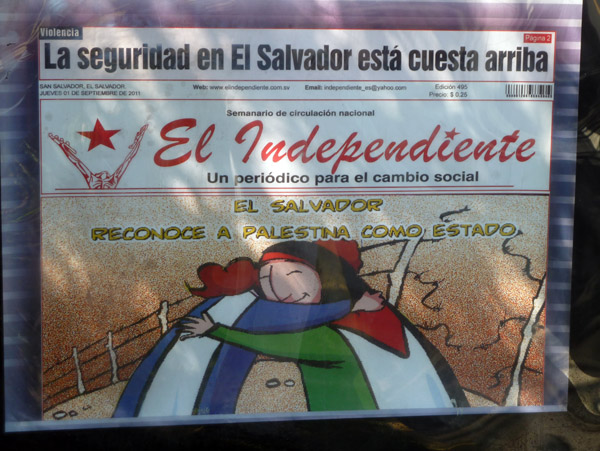 El Independiente - El Salvador recognizes the Palestinian State, 1 Sep 2011
