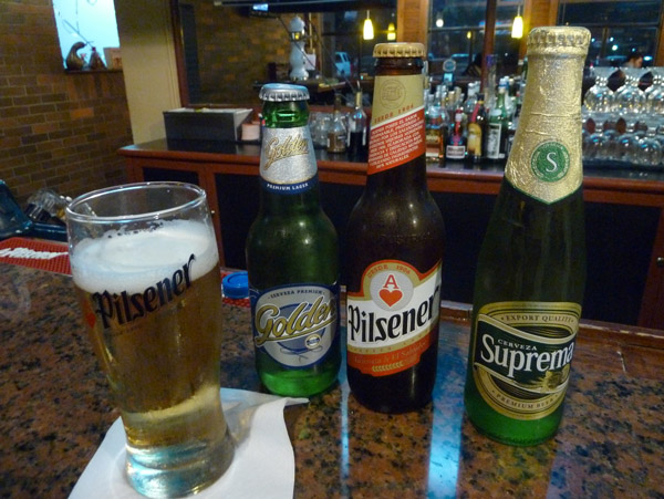 A selection of El Salvador's beers - Golden, Pilsner and Suprema
