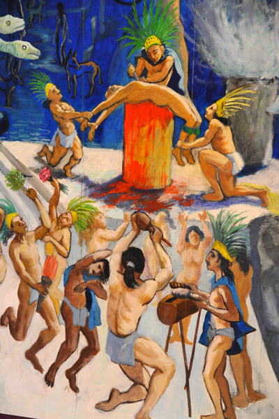 Mural - History of El Salvador - human sacrifice