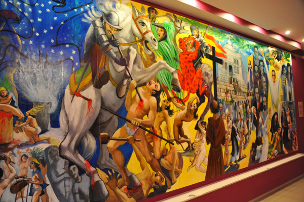 Large mural depicting the history of El Salvador