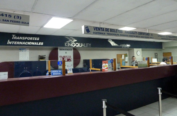 International ticket counter, Puerto Bus