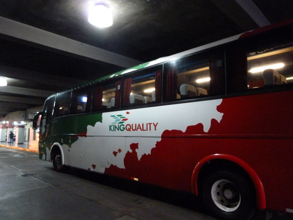 My King Quality bus for the journey towards San Pedro Sula, Honduras