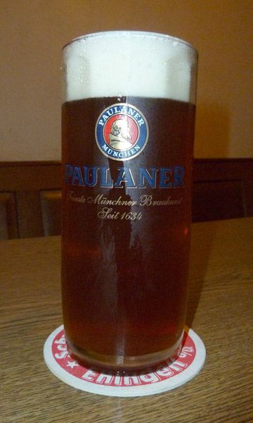 Sol de Copan's wonderful dark beer (no, it's not Paulaner...just the glass)