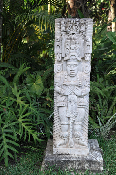 Reproduction of a stele at a Copan Ruinas hotel