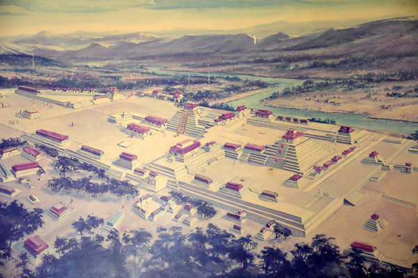 Artist's impression of the Mayan city of Copan in its glory days