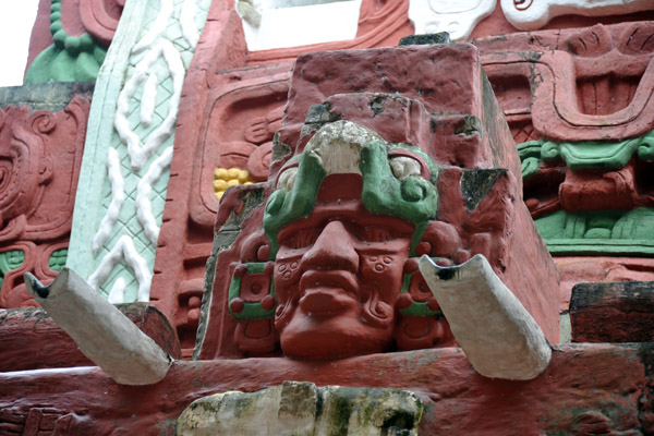 Elaborate stucco reliefs on the temple faade