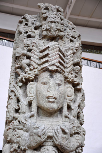 Stela A - headdress with a woven mat design with 4 serpents