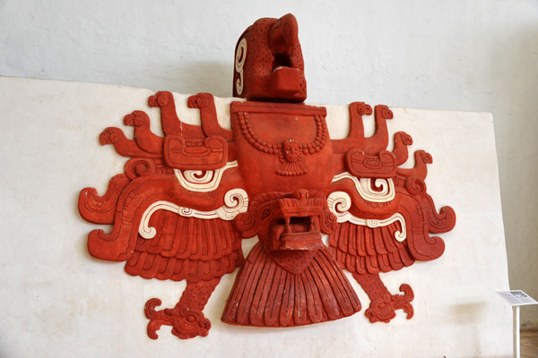 Replica of macaw that decorated the earliest Ballcourt at Copan
