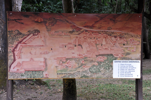 Guide board of the Ceremonial Center of Copan