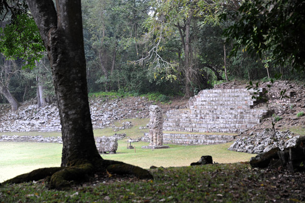 Exploring beyond the east side of the Great Plaza, Copan