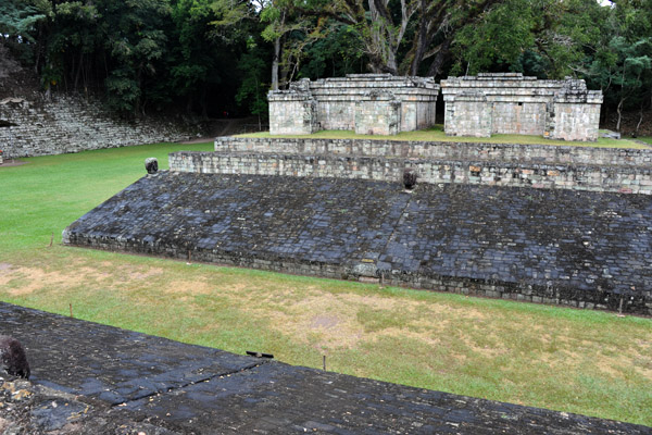 View of the Ball Court and Temple 9 Copan