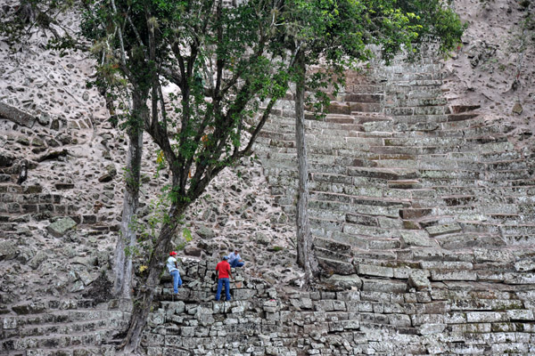 Workers maintaining the Acropolis of Copan
