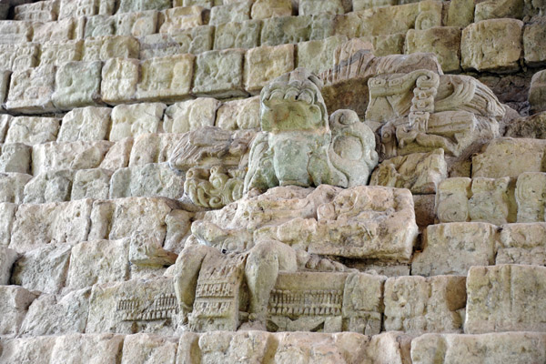 Detail of a figure on the Hieroglyphic Stairway, Copan