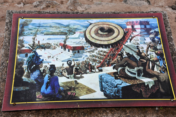 Artist's drawing of Copan at the height of its glory with the Ruler watching over festivities on the plaza below