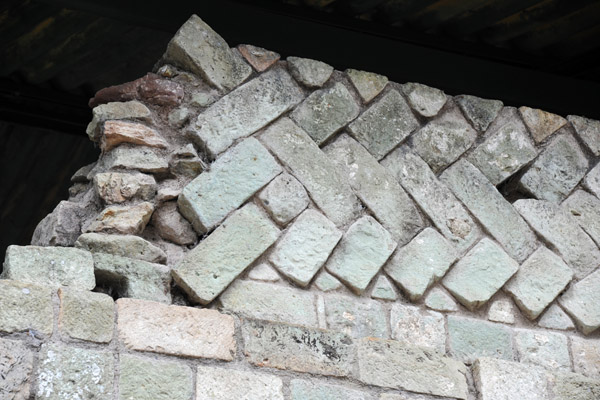 Detial of the brickwork of the Popol Nah, Copan