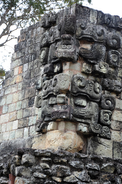 Acropolis of Copan - corner sculpture, Temple 22