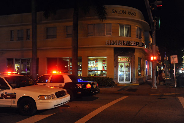 Incident in front of Einstein Bros. Bagels, Alton Road at 15th St.