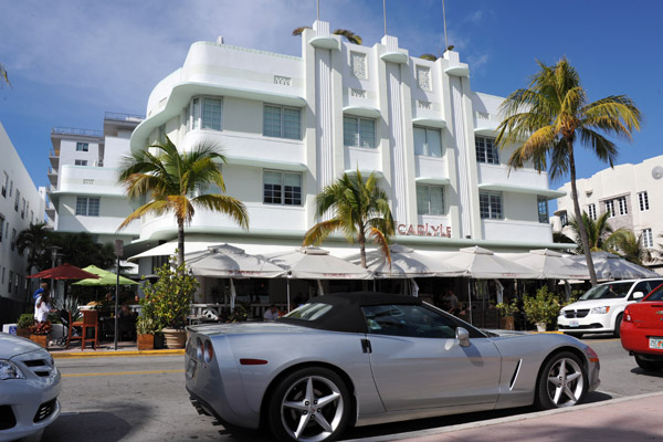 Corvette convertible parked opposite the Carlyle Hotel