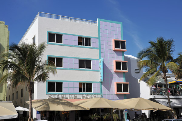 Starlite Hotel with tropical colors, Ocean Drive
