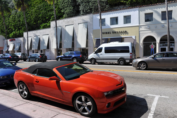 A red Camaro convertible, Collins Avenue