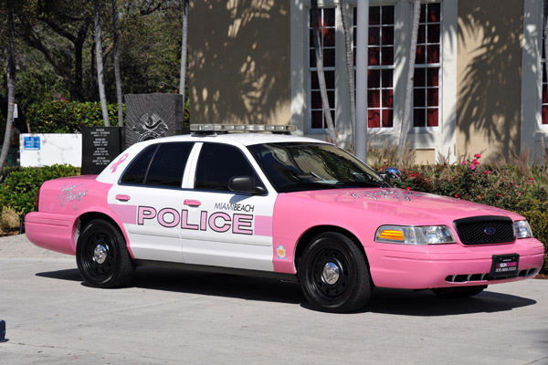Only in South Beach - a pink police car